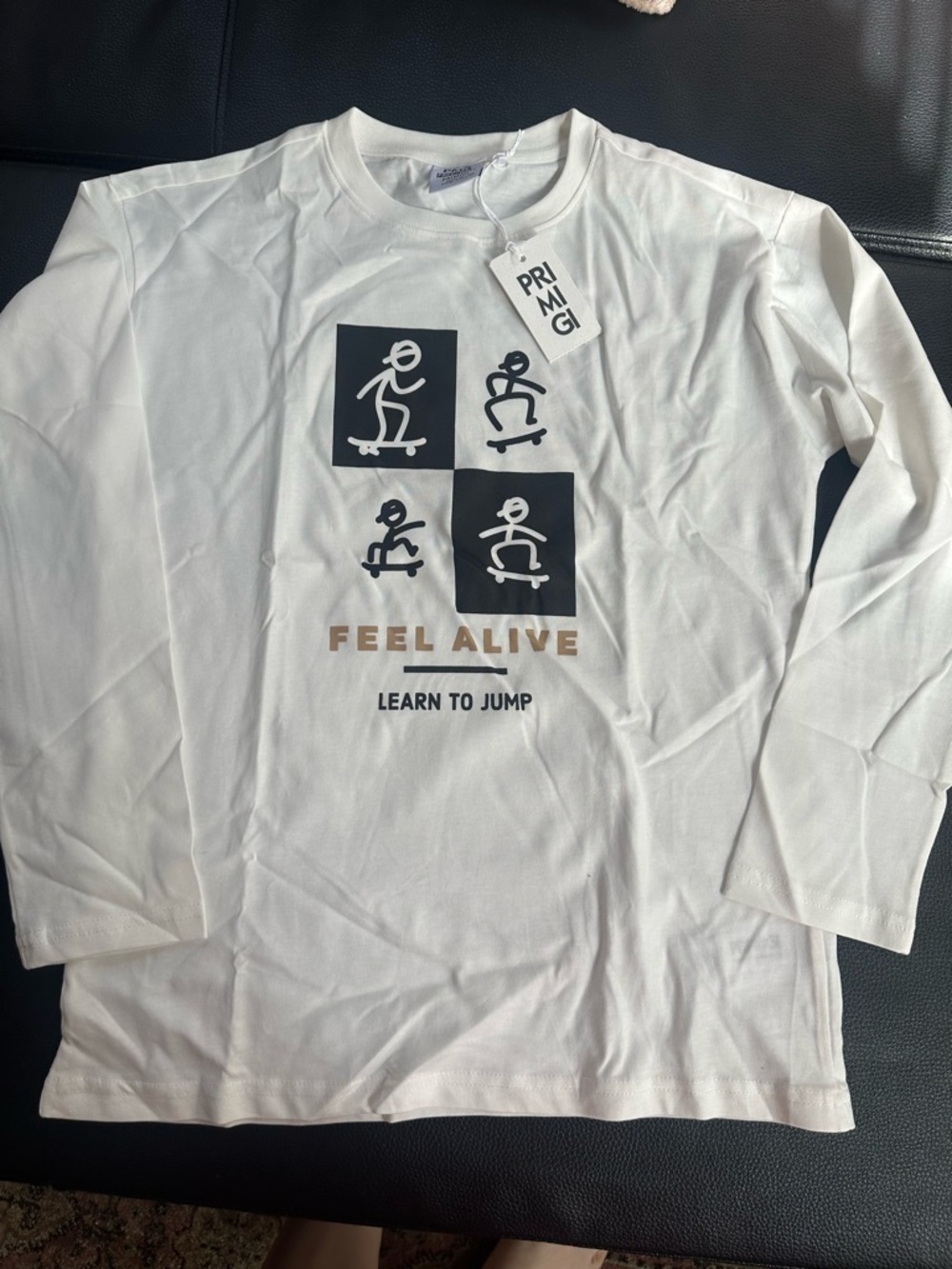 Feel Alive Skate Graphic Long Sleeve Tee - White Italian Brand Primigi